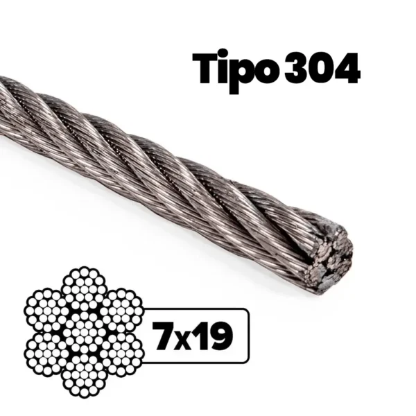 Cable de acero inoxidable tipo 304