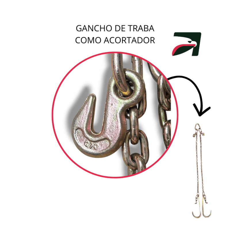 Cadena para grua tipo pera con ganchos j largos Cadena para grua tipo pera con ganchos j largos