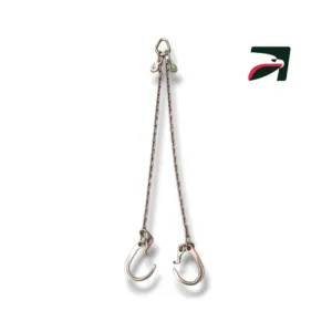 Una cadena para grua tipo pera con ganchos cortos de 8"