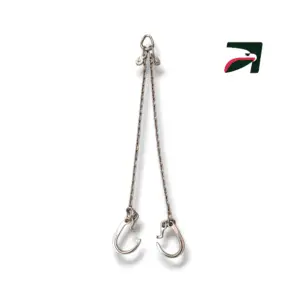 Una cadena para grua tipo pera con ganchos cortos de 8"