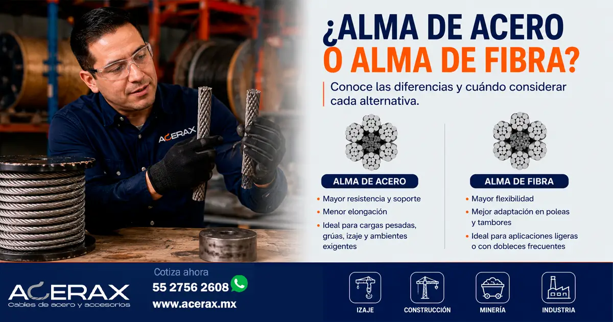 ¿Alma de acero o alma de fibra? Cómo elegir el cable de acero adecuado